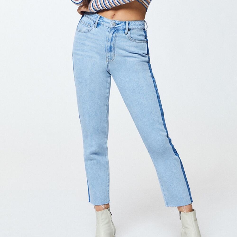 Pacsun Kelly mom jeans size 28 blue rigid denim side stripe high rise tapered